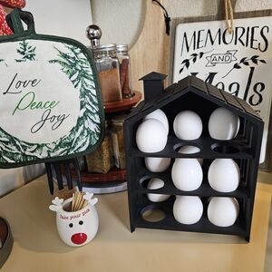 Black Egg Holder for Kitchen Storage 18 Eggs